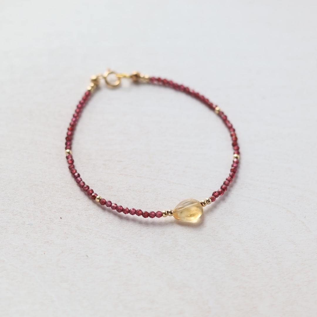 Tiny Rhodolite Bracelet Citrine Dainty Purple Garnet Gold Filled Jewelry Minimalist Stacking Bracelet Birthstone Gift Mom Wife Bridesmaid