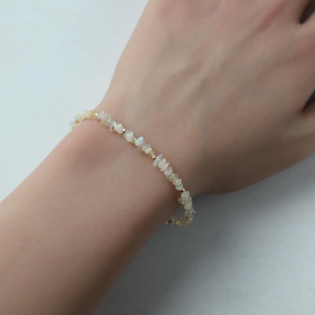 Ethiopian Opal Bracelet Dainty Gemstone Beaded Minimalist Opal Jewelry October Birthstone Mom Birthday Gift 14th Anniversary Wife Mom