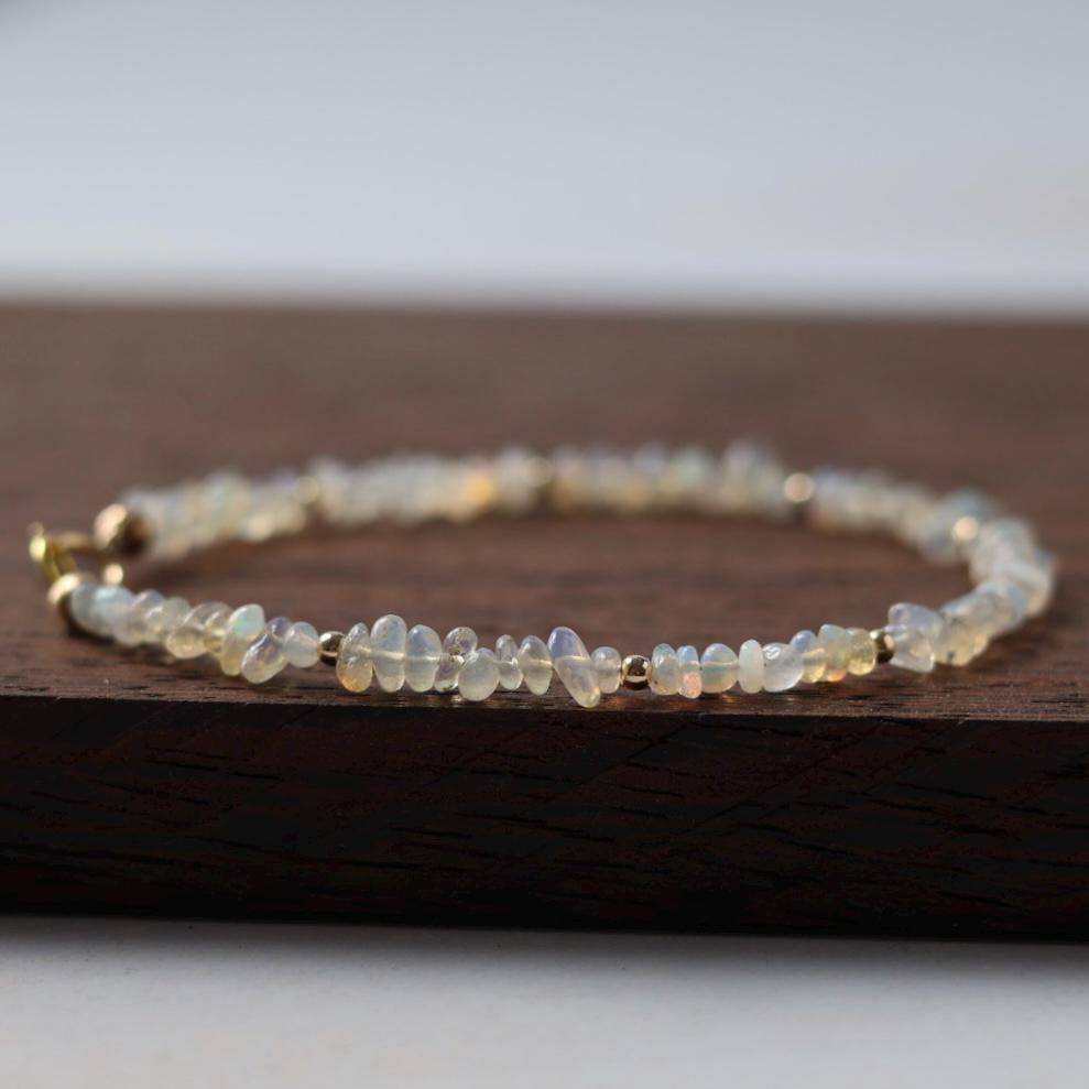 Ethiopian Opal Bracelet Dainty Gemstone Beaded Minimalist Opal Jewelry October Birthstone Mom Birthday Gift 14th Anniversary Wife Mom