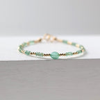 Tiny AAA Zambian Emerald Bracelet Dainty May Birthstone Gemstone Beaded Minimalist Bracelet Women Birthday Gift 20th Anniversary Wife Mom