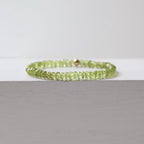Natural Peridot Bracelet Stretch Simple Gold Filled Beaded Elastic Jewelry Everyday August Birthstone Birthday Gift Mom Grandma Wife