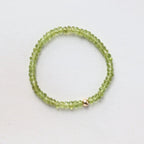Natural Peridot Bracelet Stretch Simple Gold Filled Beaded Elastic Jewelry Everyday August Birthstone Birthday Gift Mom Grandma Wife