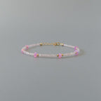 Tiny Rose Quartz Bracelet Dainty Pink Opal Bracelet Pink Beaded Bracelet Gold Filled Minimalist Jewelry Self Care Gift Bridesmaid Mom Wife
