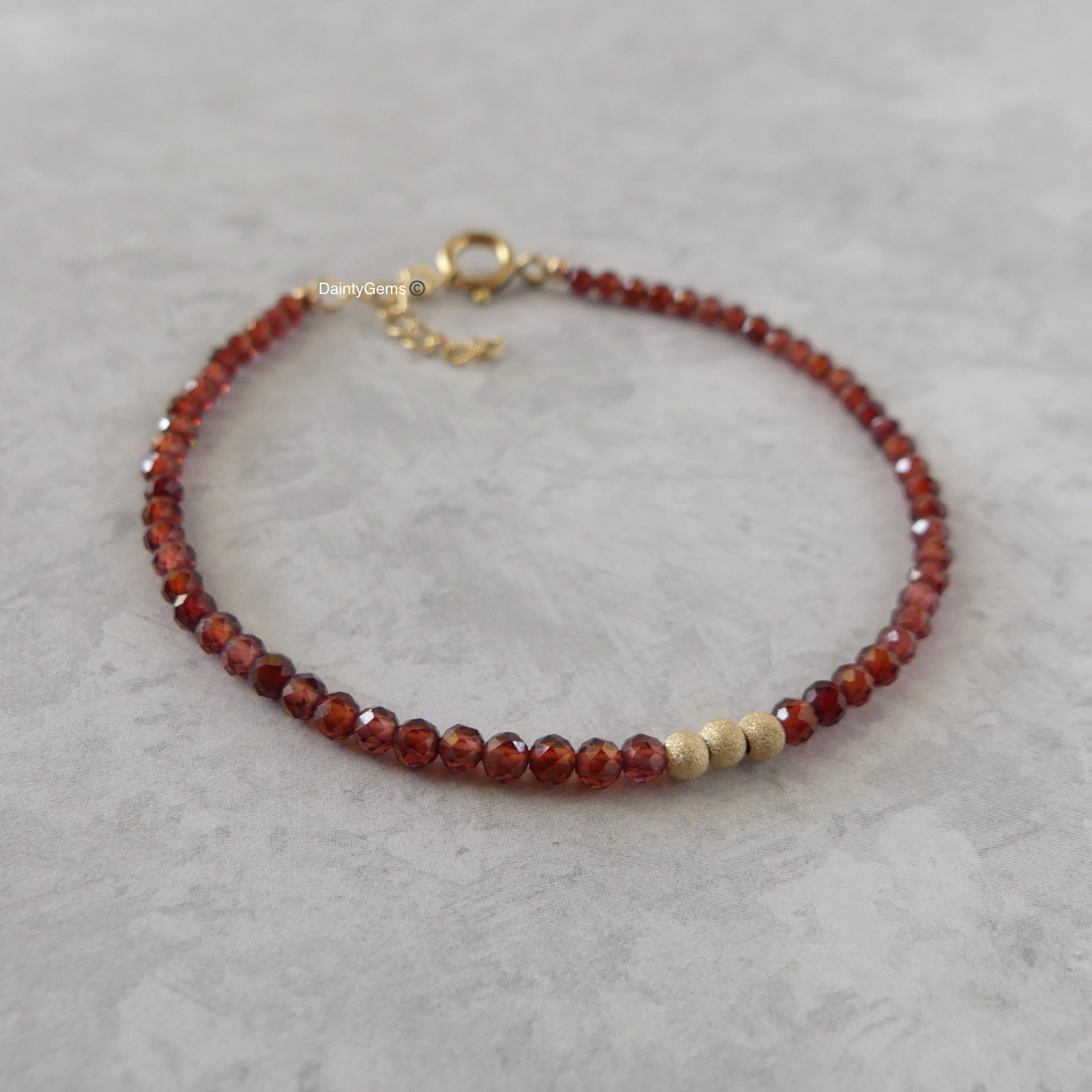 dainty Malaya garnet bracelet gold filled jewelry January birthstone gift