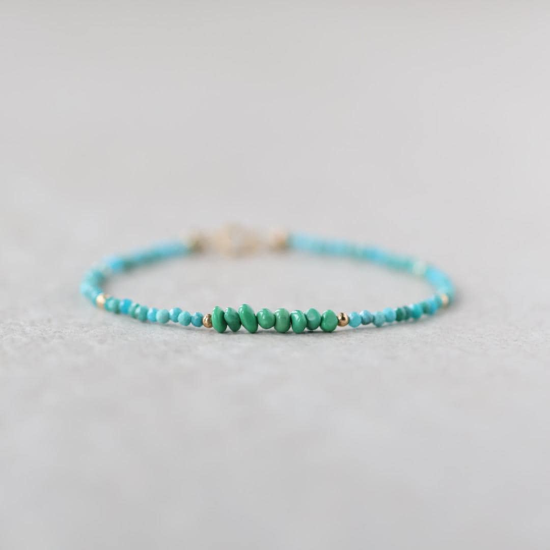 Tiny Arizona Turquoise Bracelet Dainty Green Turquoise Gemstone Beaded Bracelet Crystal December Birthstone Jewelry Minimalist Birthday Gift