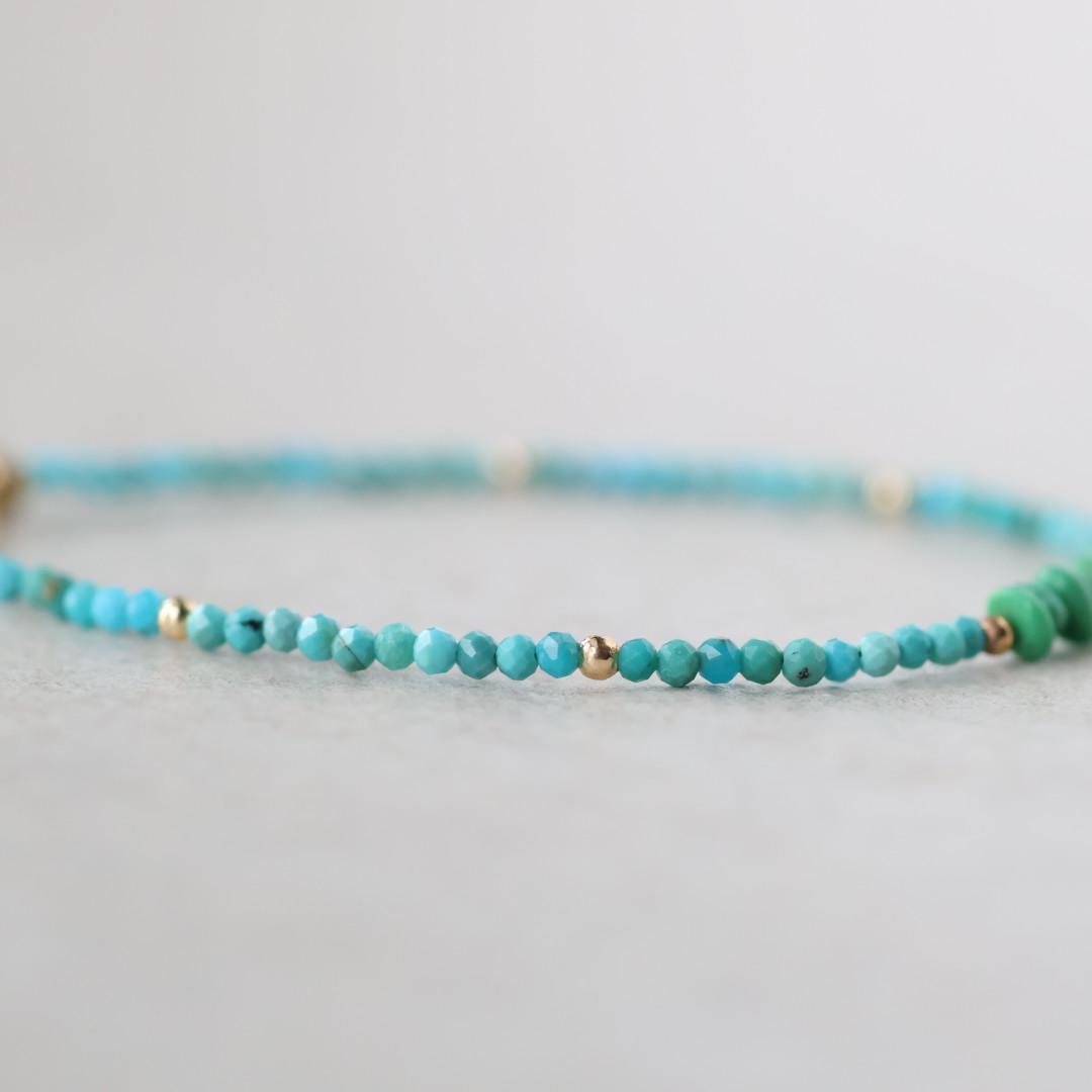 Tiny Arizona Turquoise Bracelet Dainty Green Turquoise Gemstone Beaded Bracelet Crystal December Birthstone Jewelry Minimalist Birthday Gift