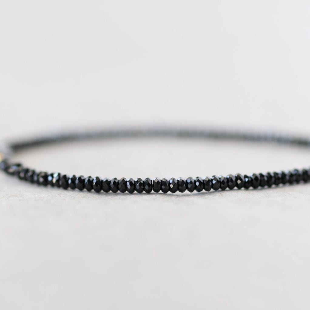 Tiny Diamond and Black Spinel Bracelet