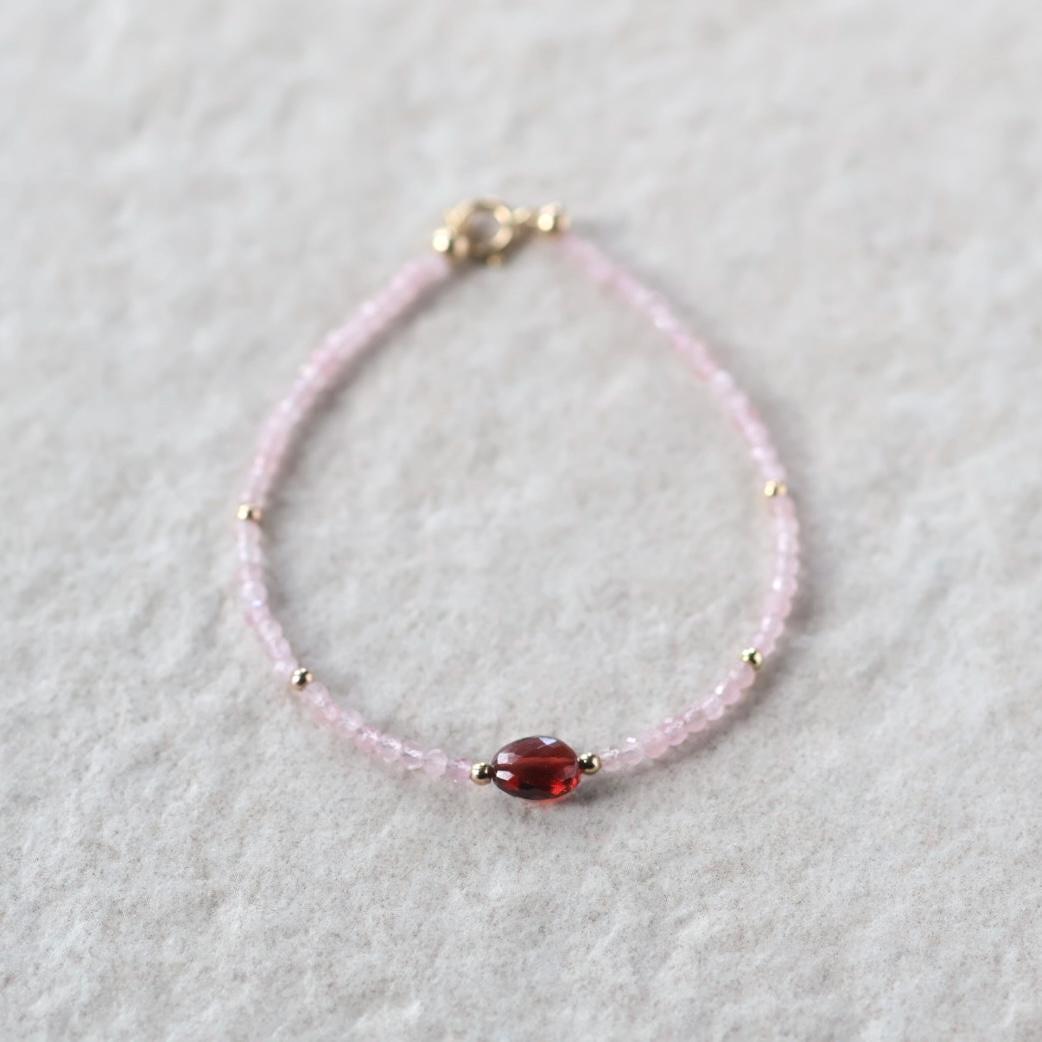 Tiny Rose Quartz and Garnet Bracelet