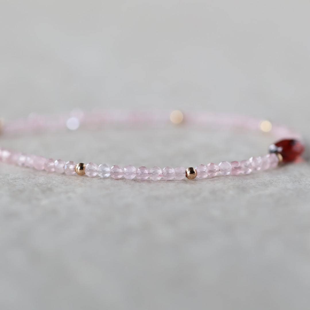 Tiny Rose Quartz and Garnet Bracelet