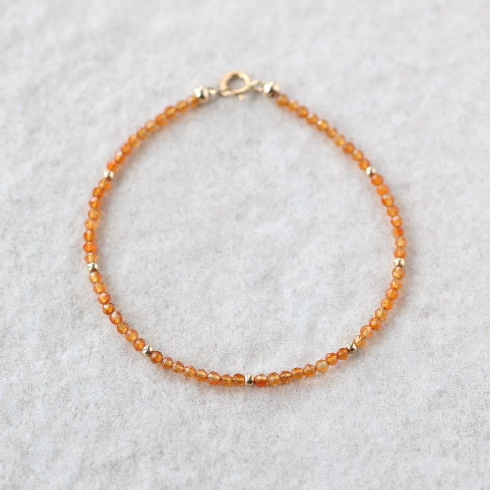 Tiny Carnelian Bracelet Dainty Gemstone Beaded Bracelet Sparkly Orange Crystal Jewelry Stackable Skinny Birthday Gift For Women Wife Mom