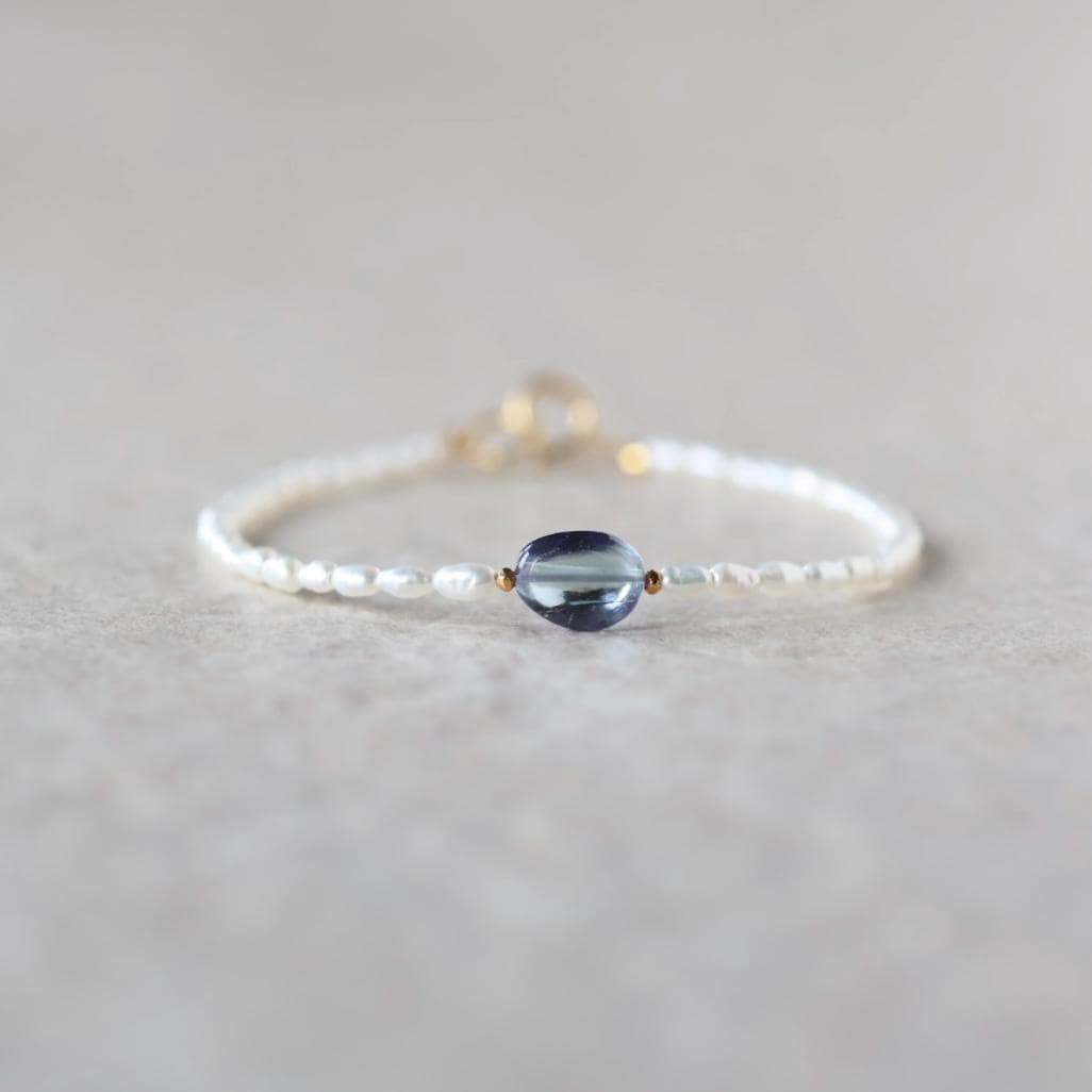 Tiny Alexandrite Bracelet Dainty Pearl Gemstone Beaded Jewelry Minimalist Stacking Bracelet Skinny June Birthstone Gift Bridesmaid Mom