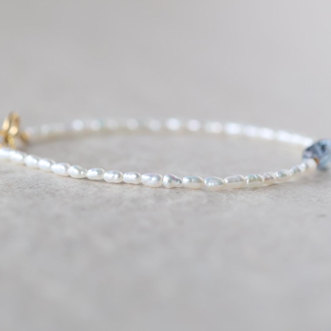Tiny Alexandrite Bracelet Dainty Pearl Gemstone Beaded Jewelry Minimalist Stacking Bracelet Skinny June Birthstone Gift Bridesmaid Mom