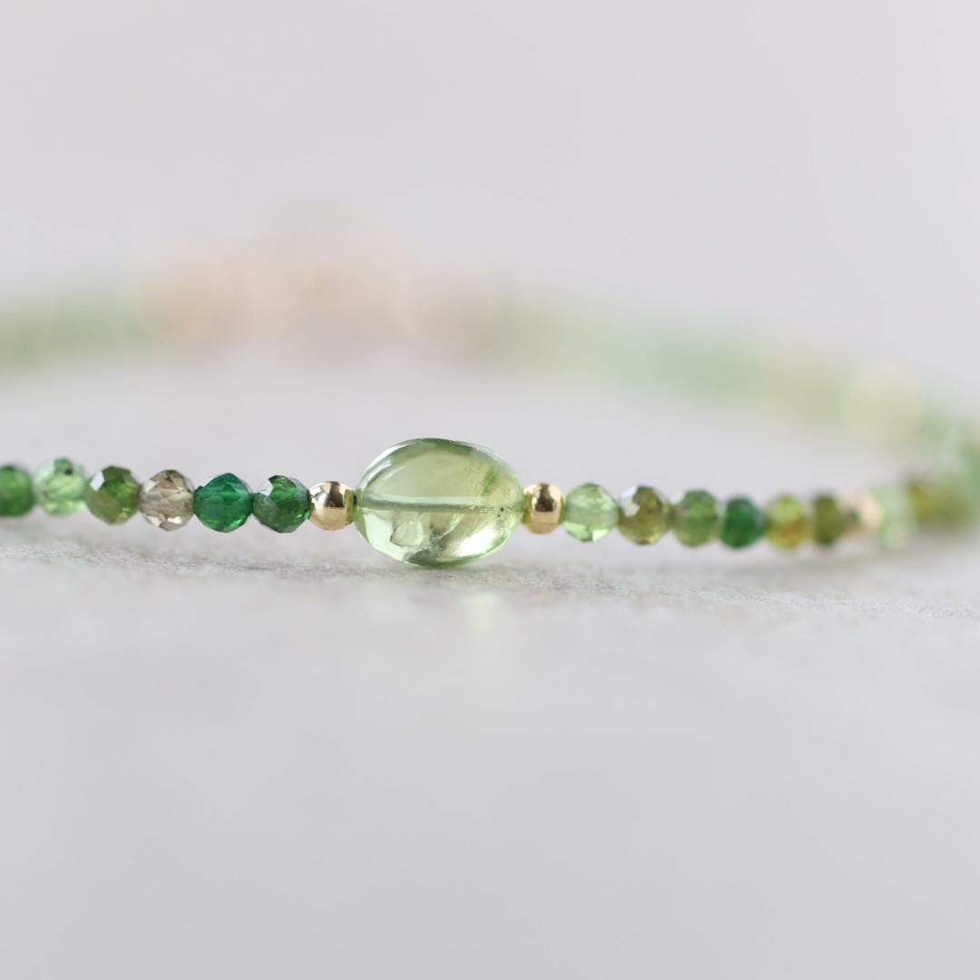 Tiny Green Tourmaline Bracelet Dainty Gemstone Beaded Bracelet Green Crystal Jewelry Minimalist Stacking October Birthstone Gift for Women