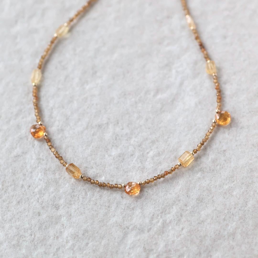 Dainty Imperial Topaz Necklace Beaded Choker Yellow Layering Gemstone Crystal Minimalist Jewelry Birthday Gift For Women November Birthstone