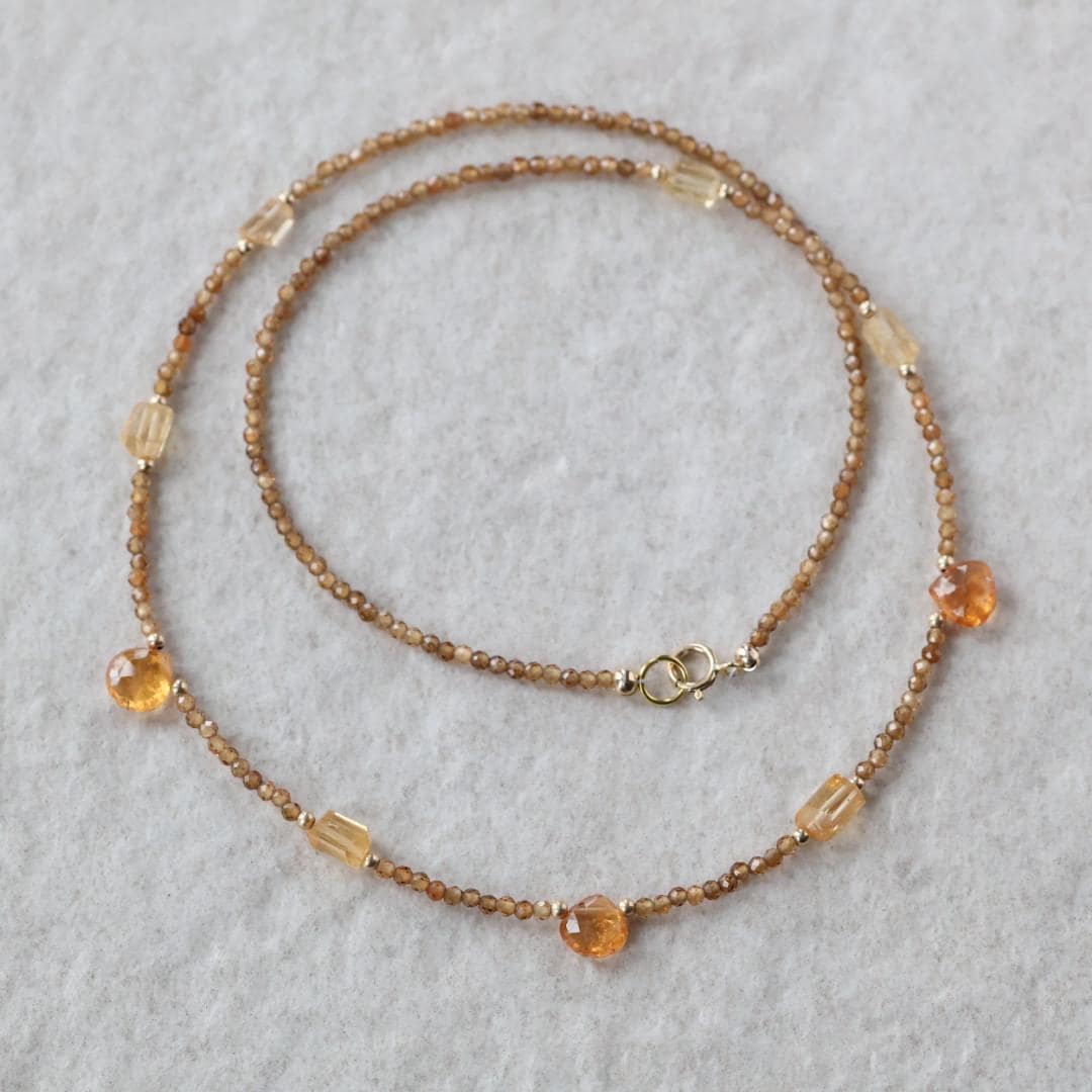 Dainty Imperial Topaz Necklace Beaded Choker Yellow Layering Gemstone Crystal Minimalist Jewelry Birthday Gift For Women November Birthstone
