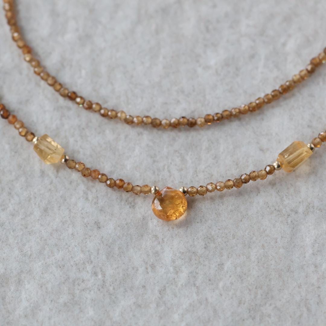 Dainty Imperial Topaz Necklace Beaded Choker Yellow Layering Gemstone Crystal Minimalist Jewelry Birthday Gift For Women November Birthstone