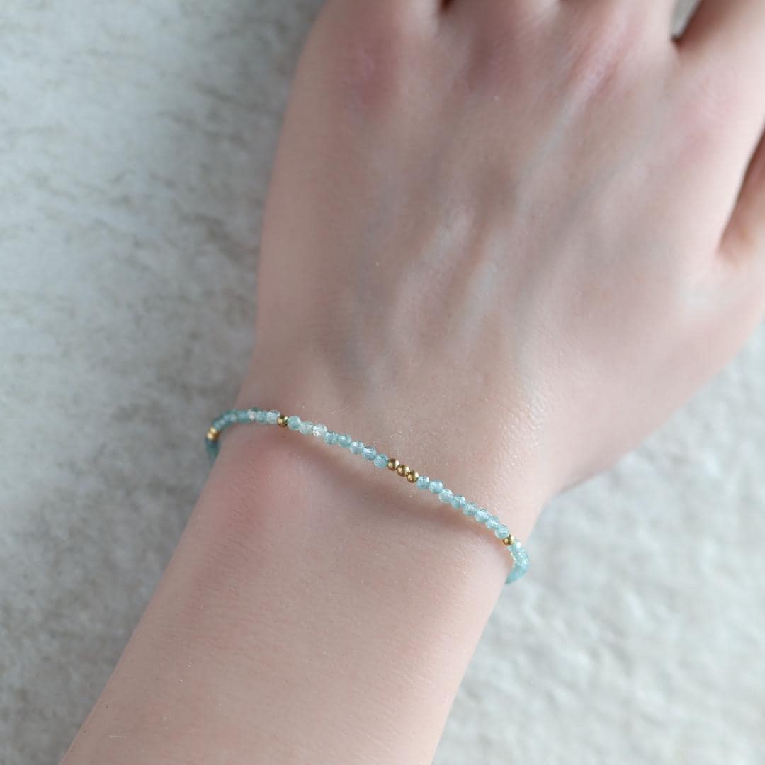 Tiny Blue Tourmaline Bracelet Dainty Indicolite Gemstone Beaded Bracelet October Birthstone Crystal Jewelry Minimalist Birthday Gift Women