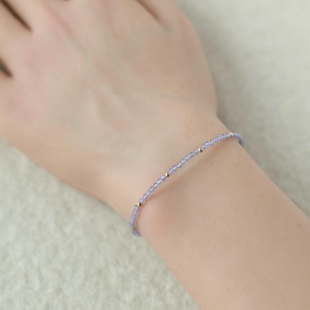 Tiny Lavender Quartz Bracelet Dainty Quartz Jewelry Minimalist Gemstone Beaded Lilac Bracelet Gold Filled Gift Bridesmaid Wife Girlfriend