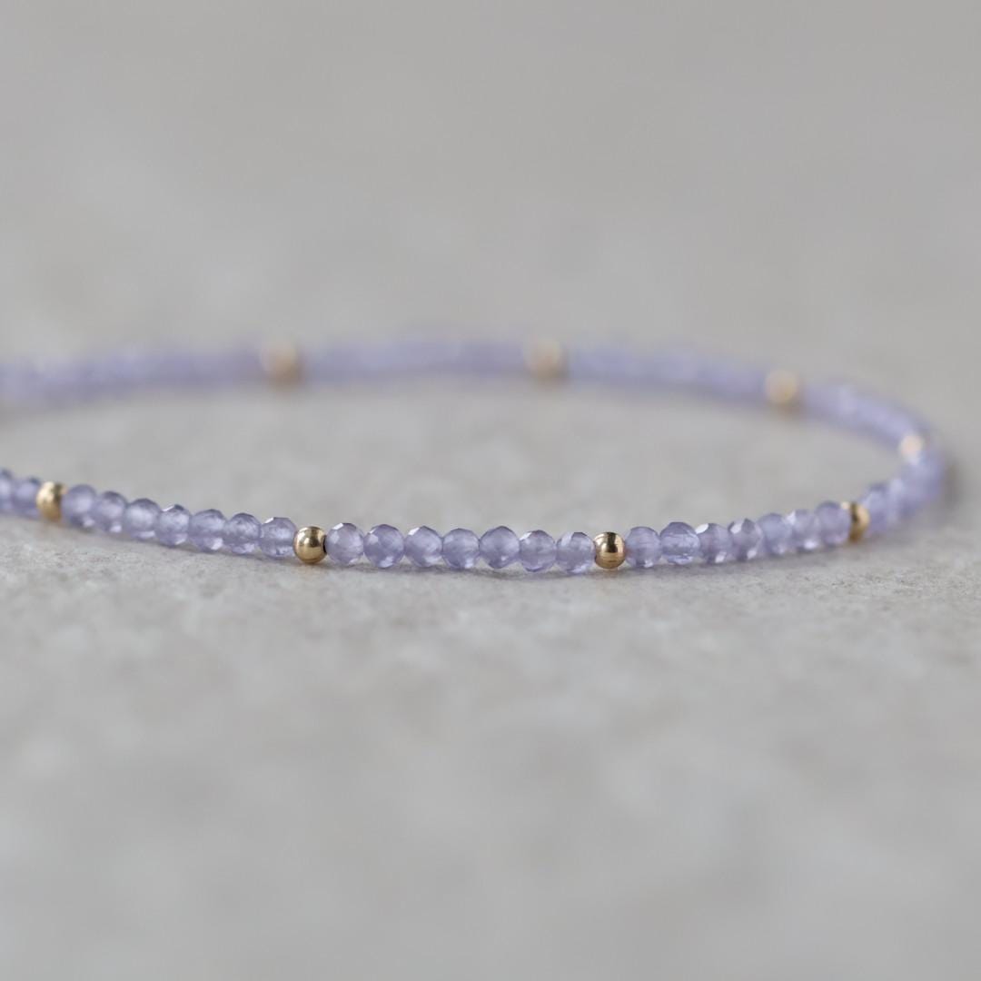 Tiny Lavender Quartz Bracelet Dainty Quartz Jewelry Minimalist Gemstone Beaded Lilac Bracelet Gold Filled Gift Bridesmaid Wife Girlfriend