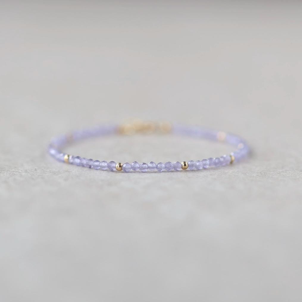 Tiny Lavender Quartz Bracelet Dainty Quartz Jewelry Minimalist Gemstone Beaded Lilac Bracelet Gold Filled Gift Bridesmaid Wife Girlfriend
