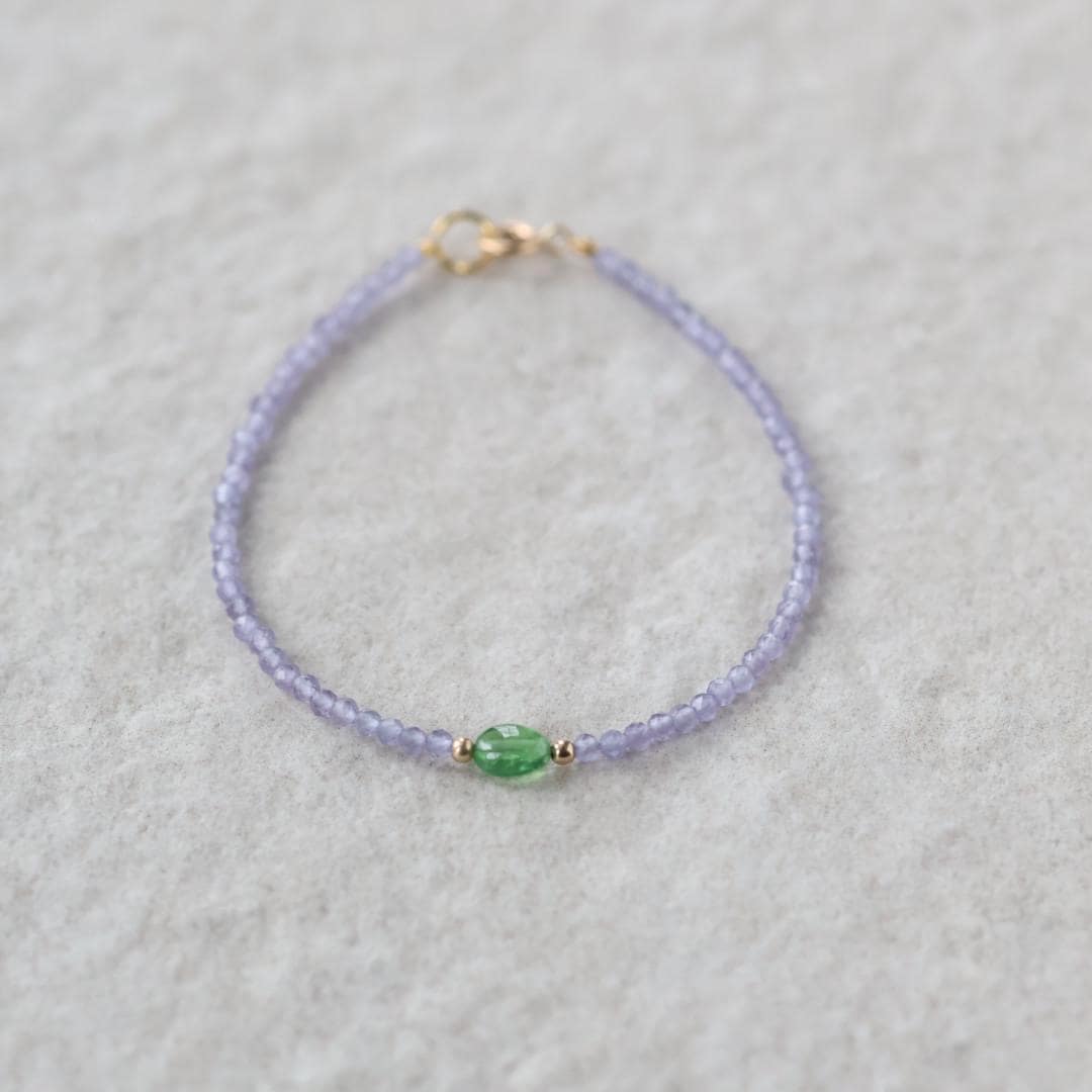 Tiny Lavender Quartz Bracelet Dainty Tsavorite Jewelry Minimalist Gemstone Beaded Lilac Bracelet Gold Filled Gift Bridesmaid Wife Girlfriend