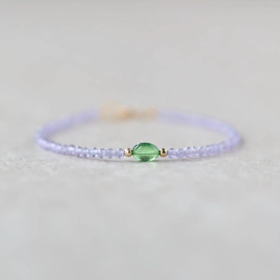 Tiny Lavender Quartz Bracelet Dainty Tsavorite Jewelry Minimalist Gemstone Beaded Lilac Bracelet Gold Filled Gift Bridesmaid Wife Girlfriend