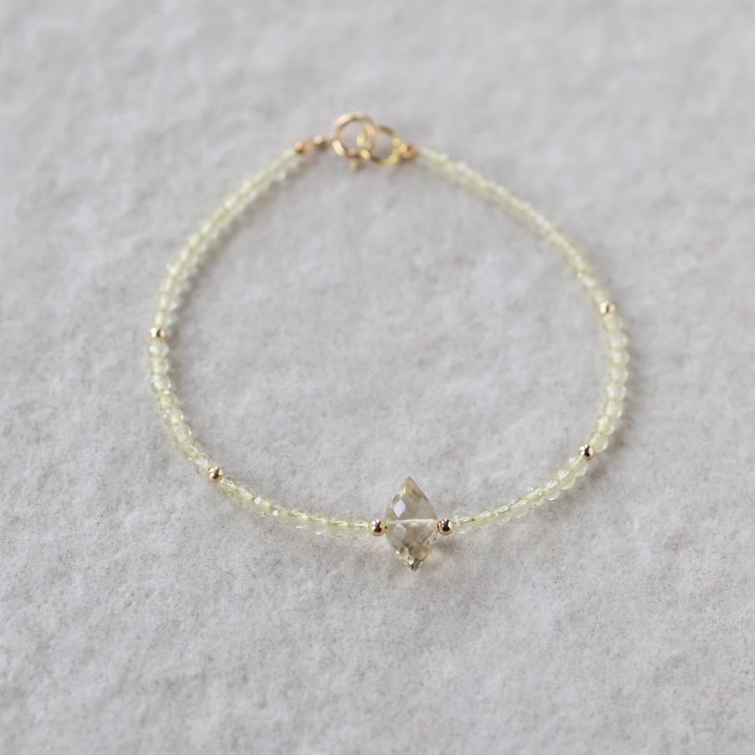Tiny Lemon Quartz Bracelet Delicate Gold Filled Beaded Bracelet Minimalist Jewelry Yellow Crystal Skinny Bracelet Birthday Gift Bridesmaids