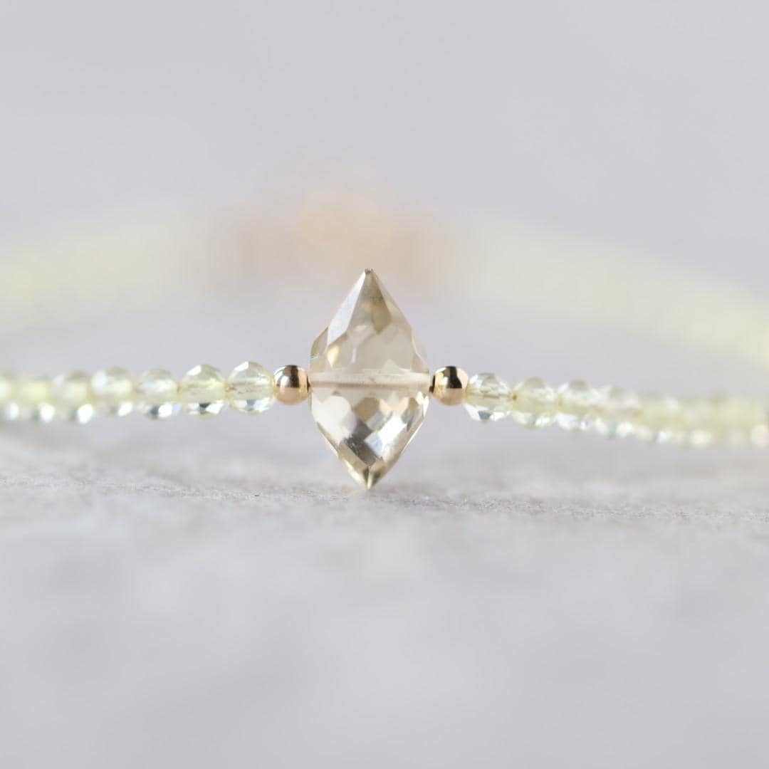 Tiny Lemon Quartz Bracelet Delicate Gold Filled Beaded Bracelet Minimalist Jewelry Yellow Crystal Skinny Bracelet Birthday Gift Bridesmaids