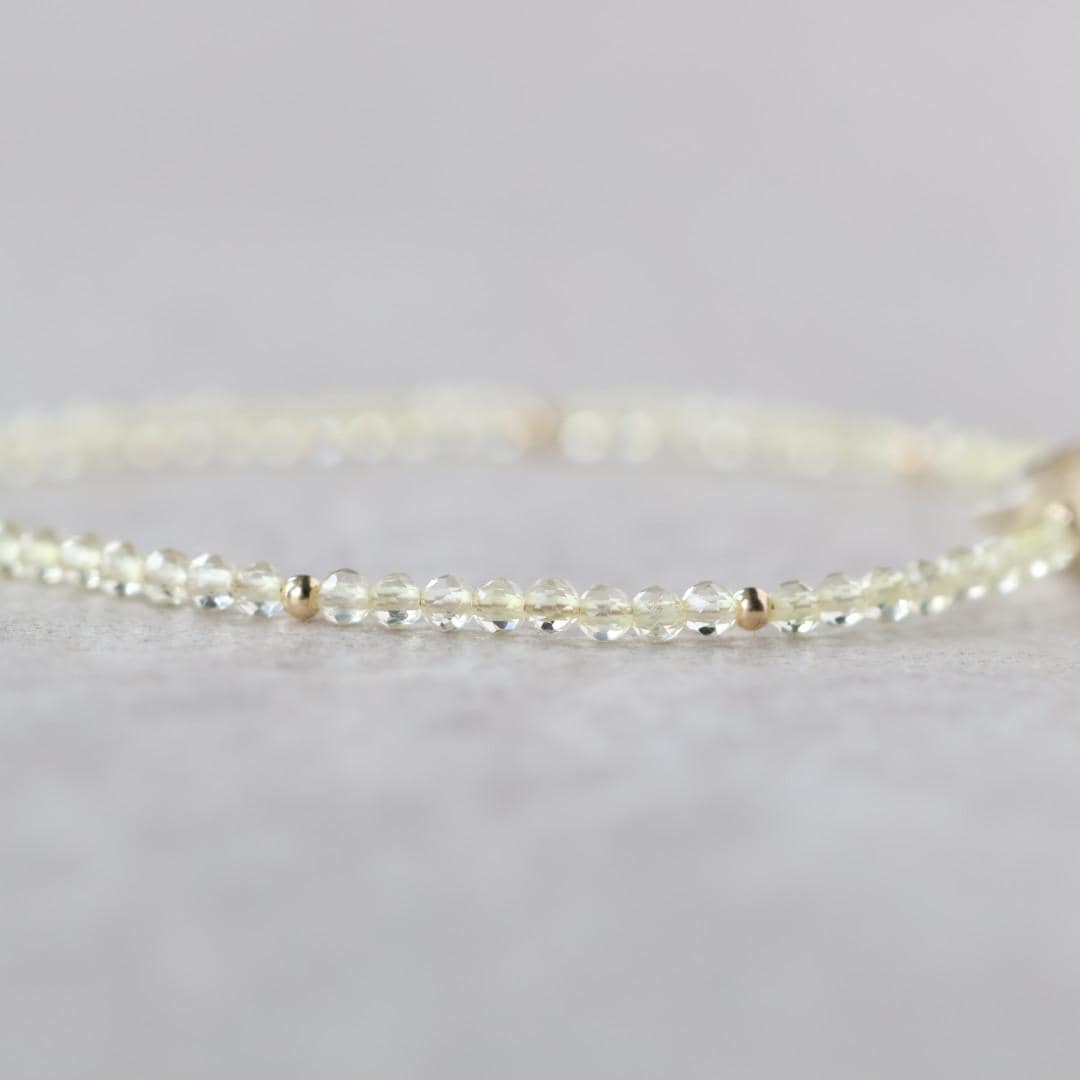 Tiny Lemon Quartz Bracelet Delicate Gold Filled Beaded Bracelet Minimalist Jewelry Yellow Crystal Skinny Bracelet Birthday Gift Bridesmaids