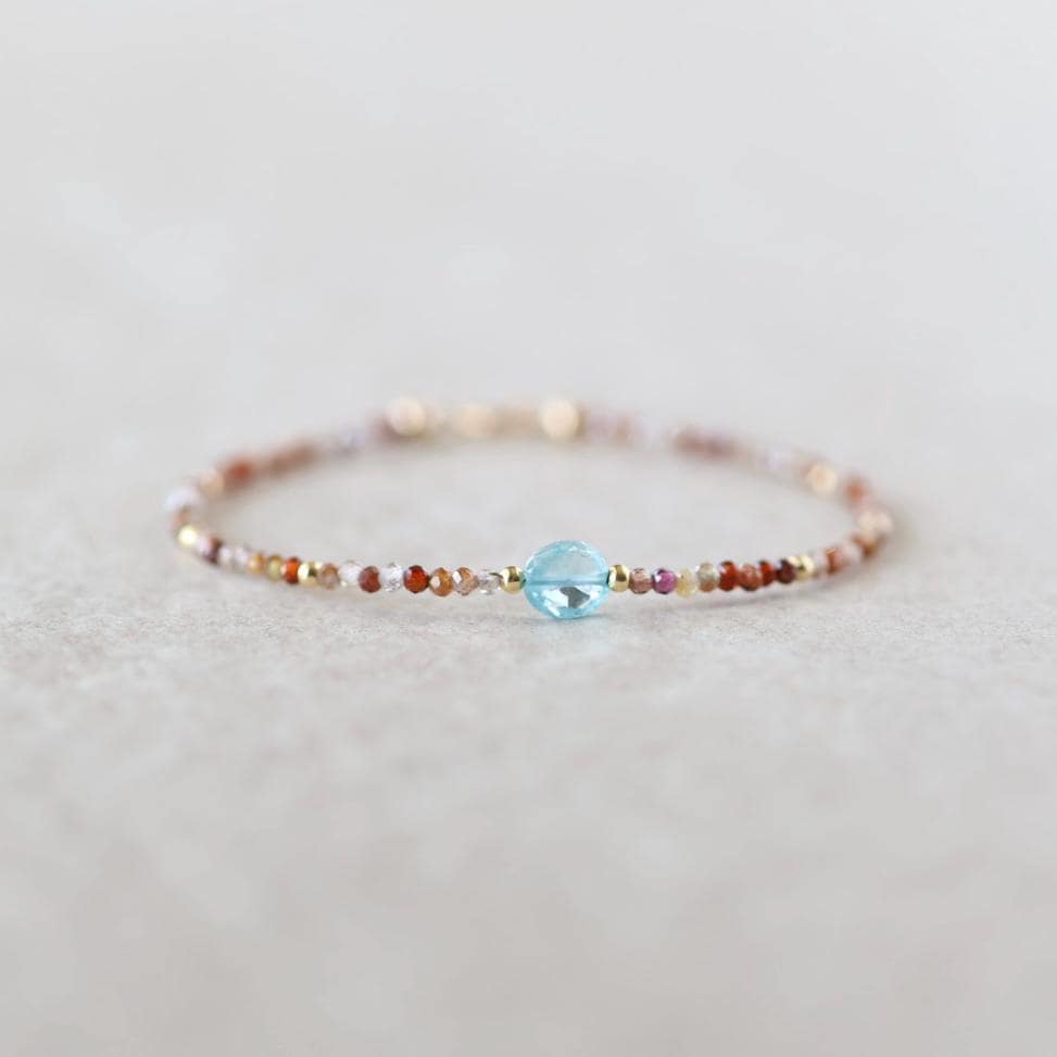 Tiny Zircon Bracelet Dainty Diamond Blue Zircon Gemstone Beaded Bracelet Sparkly Crystal December Birthstone Birthday Gift for Daughter Wife