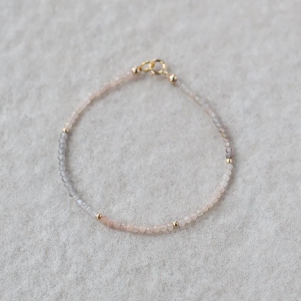 Tiny Ombré Moonstone Bracelet Dainty Colorful Moonstone Gemstone Beaded Jewelry Minimalist June Birthstone Birthday Gift Women Mom Wife