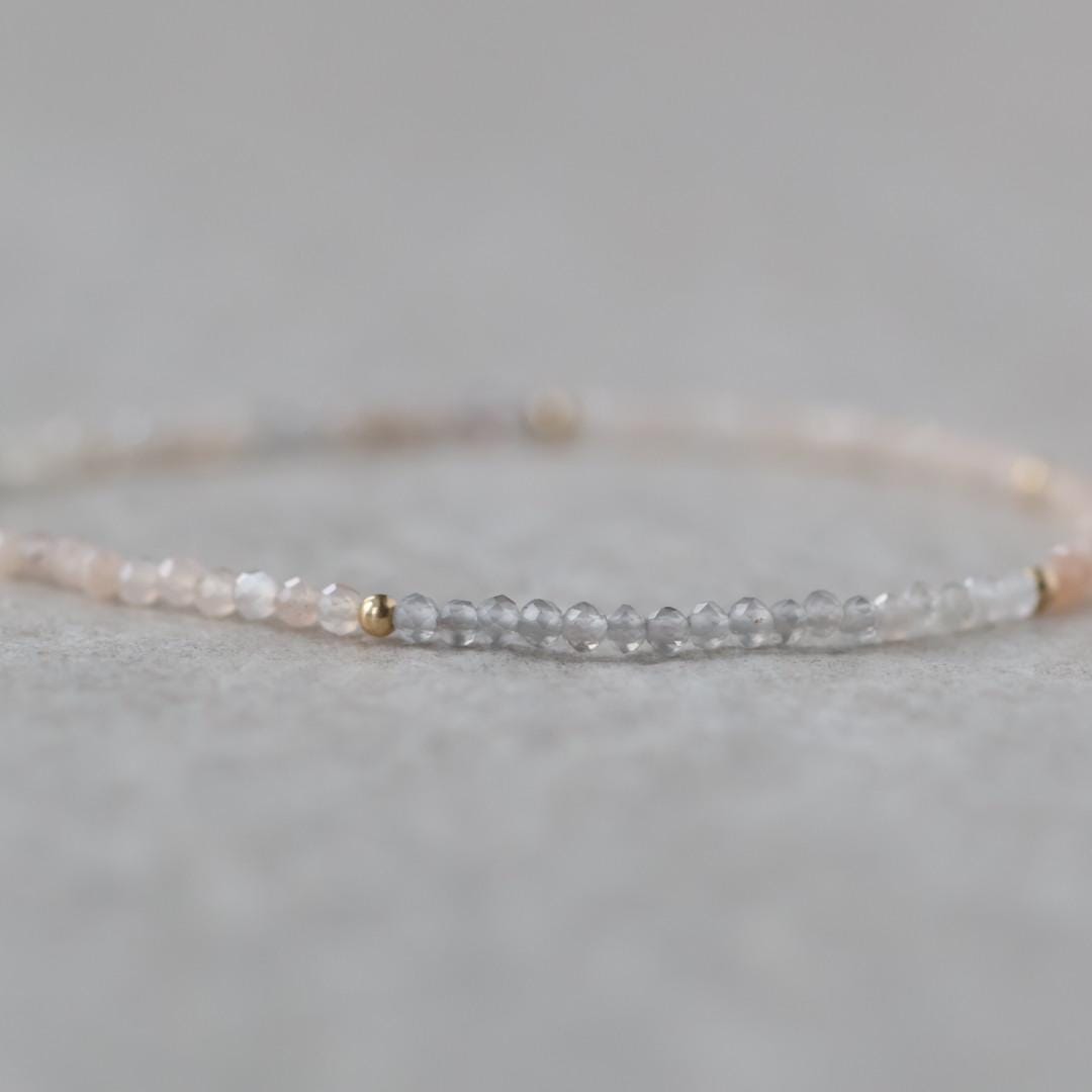 Tiny Ombré Moonstone Bracelet Dainty Colorful Moonstone Gemstone Beaded Jewelry Minimalist June Birthstone Birthday Gift Women Mom Wife