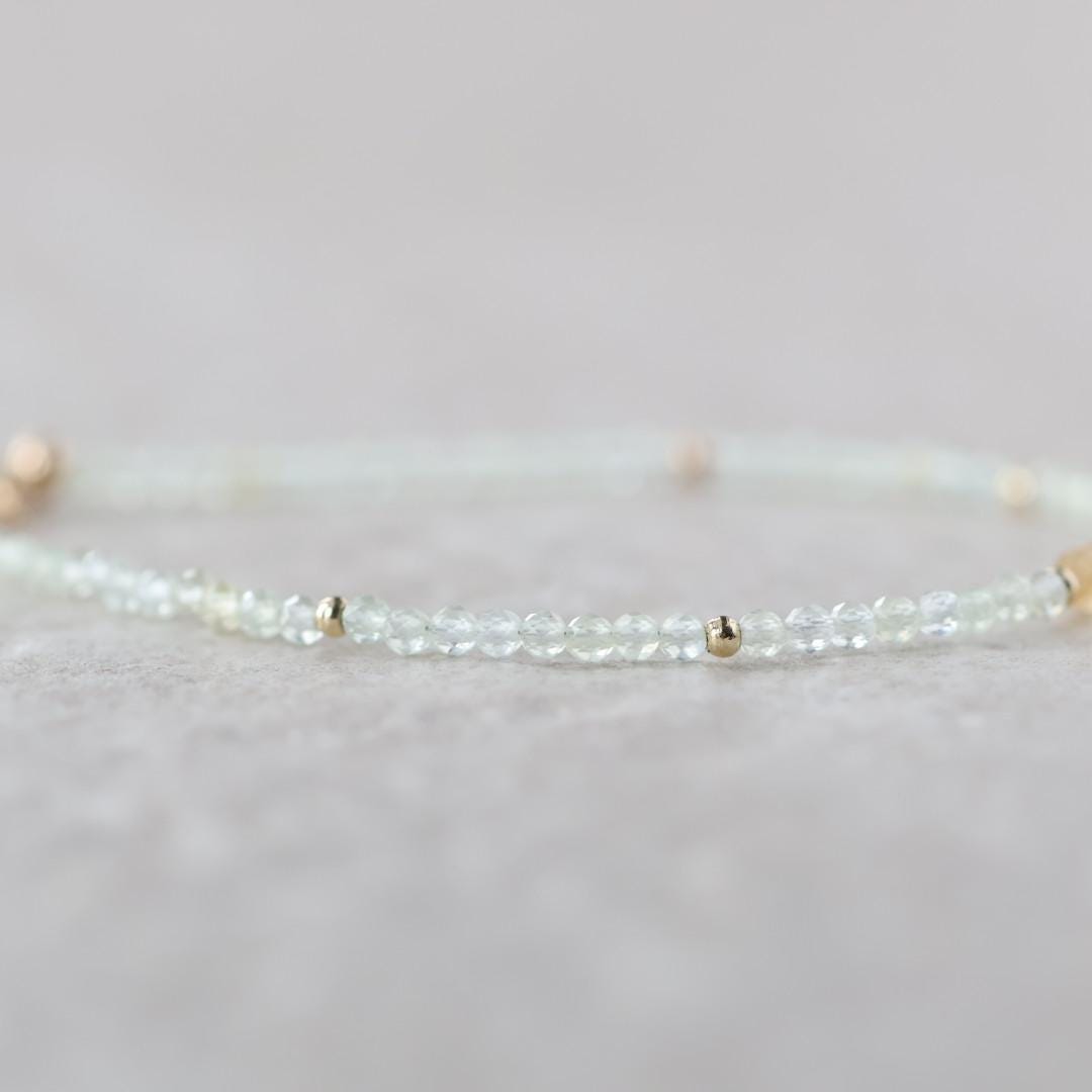 Tiny Prehnite Bracelet Dainty Citrine Gemstone Beaded Bracelet Pale Green Crystal Jewelry Minimalist Stacking Birthday Gift for Women Wife