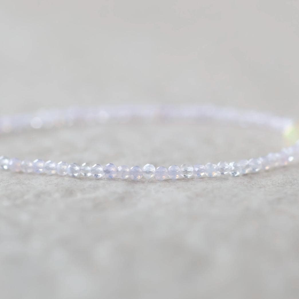 Tiny Opal Bracelet Dainty Gemstone Beaded Jewelry Minimalist Purple Opal Stacking Bracelet Skinny October Birthstone Gift Bridesmaid