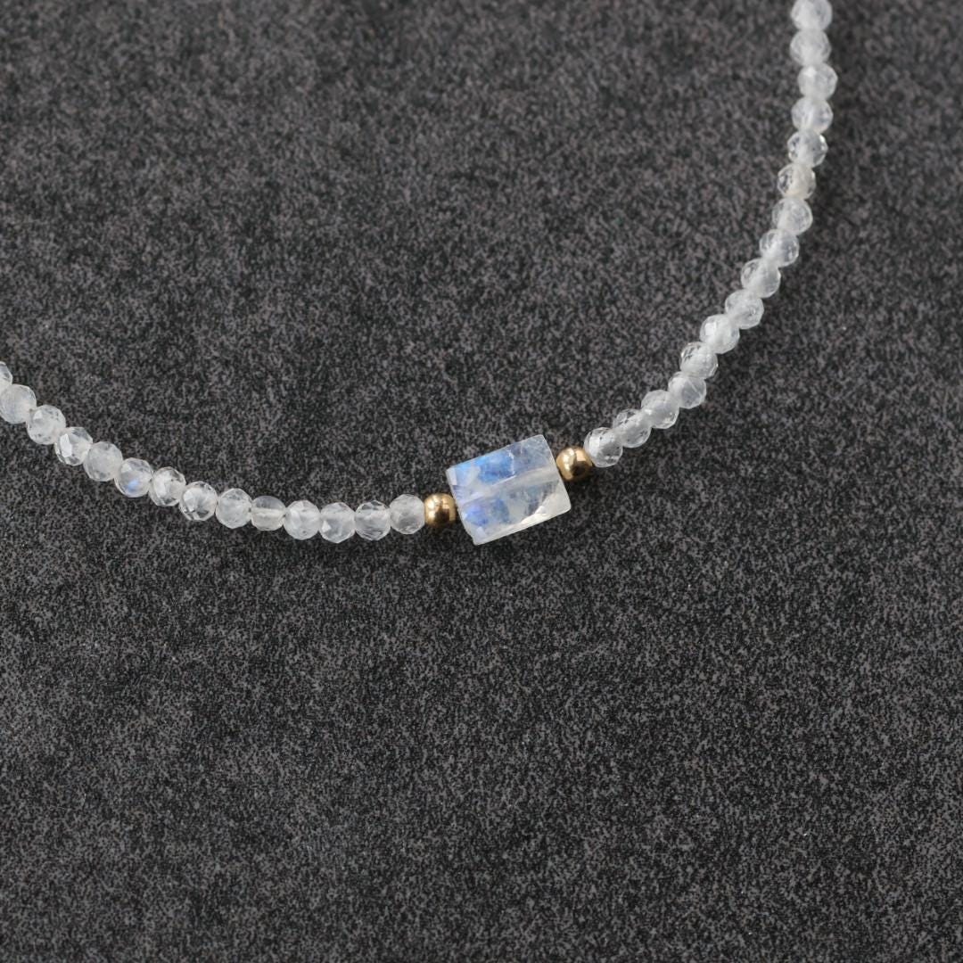 Tiny Moonstone Bracelet Dainty Gemstone Beaded Jewelry Trendy Stacking Bracelet Minimalist June Birthstone Gift Birthday Mom Wife Sister