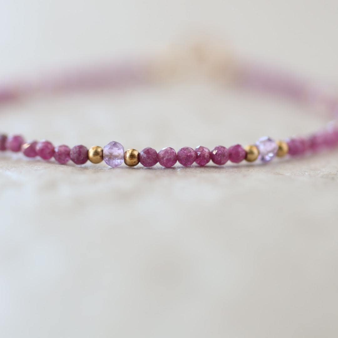 Tiny Ruby and Rose de France Amethyst Bracelet