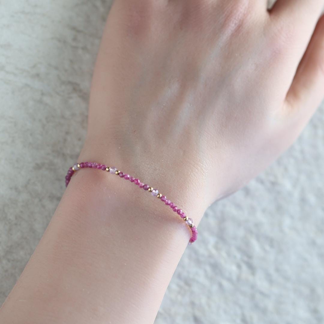 Tiny Ruby and Rose de France Amethyst Bracelet
