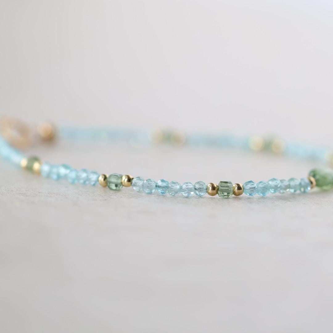 Tiny Apatite Bracelet Dainty Gemstone Beaded Bracelet Pastel Blue Green Crystal Jewelry Minimalist Stacking Birthday Gift Daughter Niece