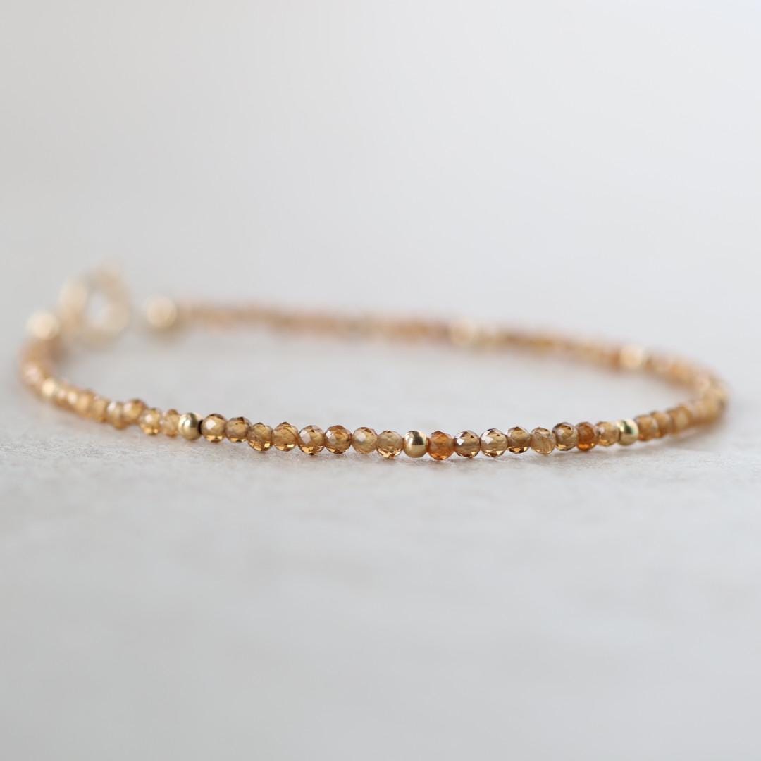 Tiny Topazolite Bracelet Dainty Yellow Garnet Beaded Bracelet Gold Filled Minimalist Jewelry Birthday Gift Christmas Mom Wife Daughter