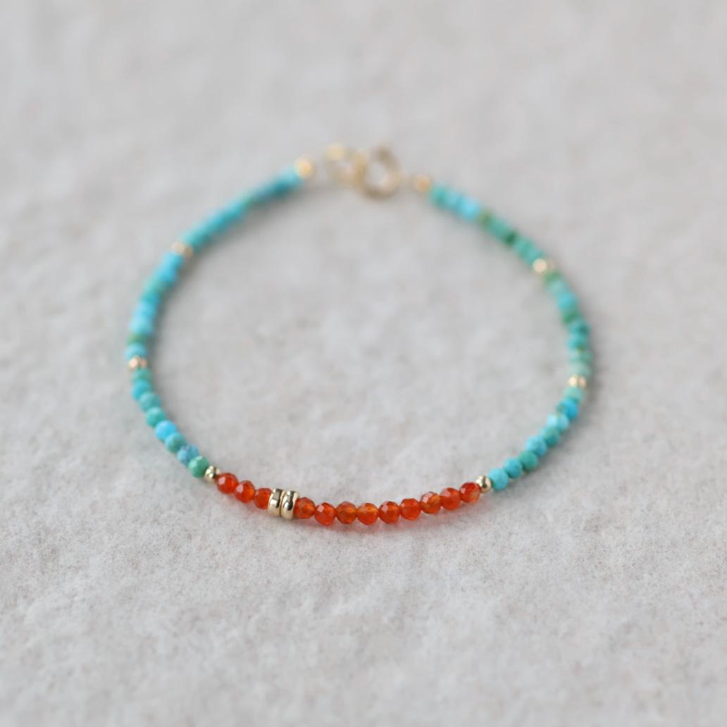 Tiny Turquoise Bracelet Dainty Carnelian Jewelry Minimalist Gold Filled December Birthstone Birthday Gift Valentines Wife Girlfriend Mom
