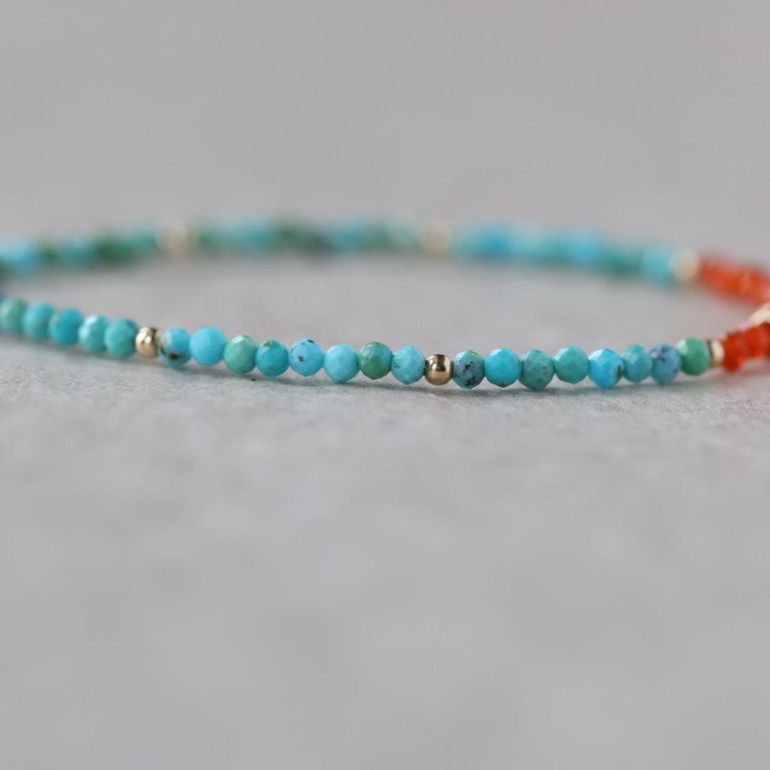 Tiny Turquoise Bracelet Dainty Carnelian Jewelry Minimalist Gold Filled December Birthstone Birthday Gift Valentines Wife Girlfriend Mom