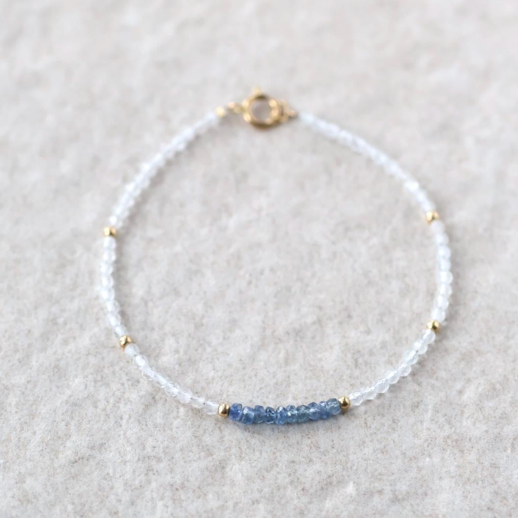 Tiny Blue Sapphire Bracelet Topaz Dainty Crystal Bracelet Sapphire Jewelry Minimalist September Birthstone Birthday Gift for Women Wife Mom
