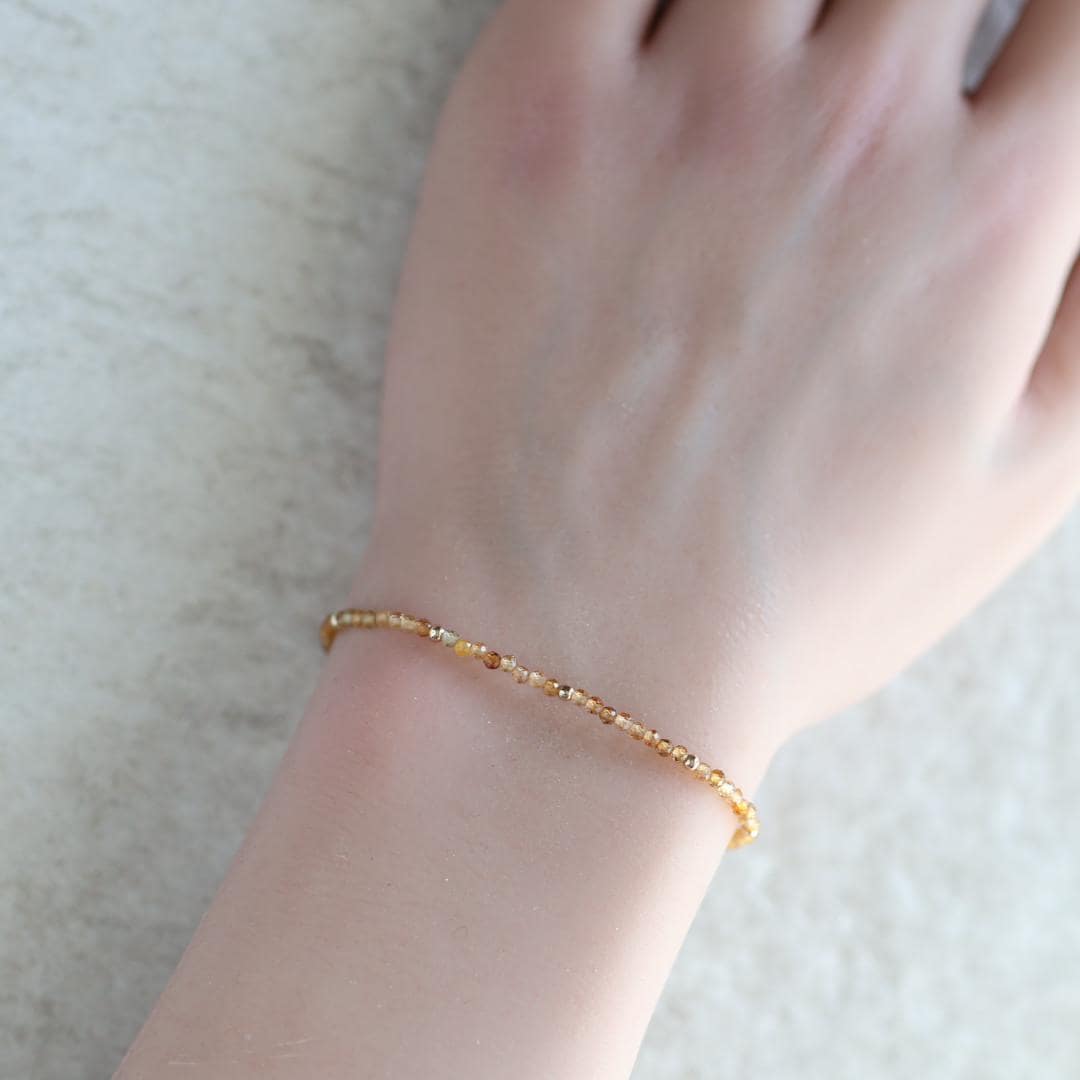 Tiny Yellow Tourmaline Bracelet Dainty Gemstone Beaded Bracelet October Birthstone Crystal Jewelry Minimalist Birthday Gift for Mom Wife