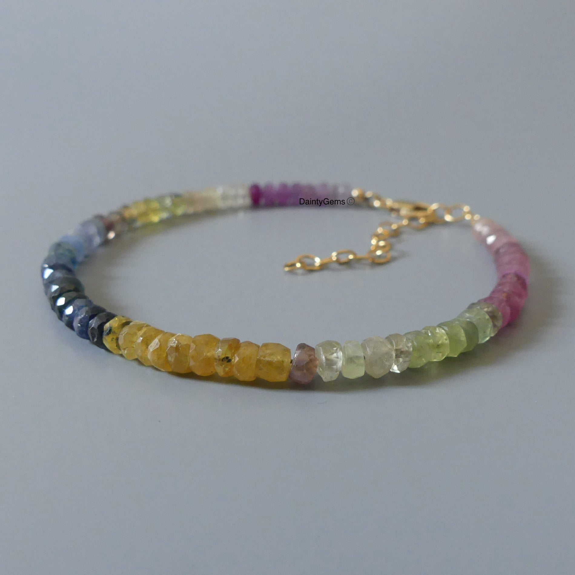 natural sapphire different color dainty bracelet