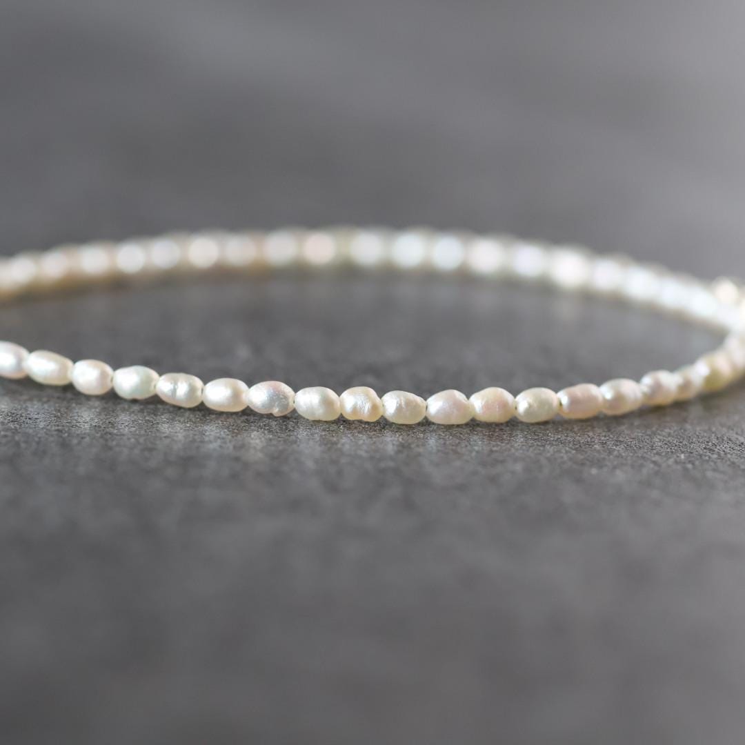 Natural Pearl Bracelet with Silver Bow Charm