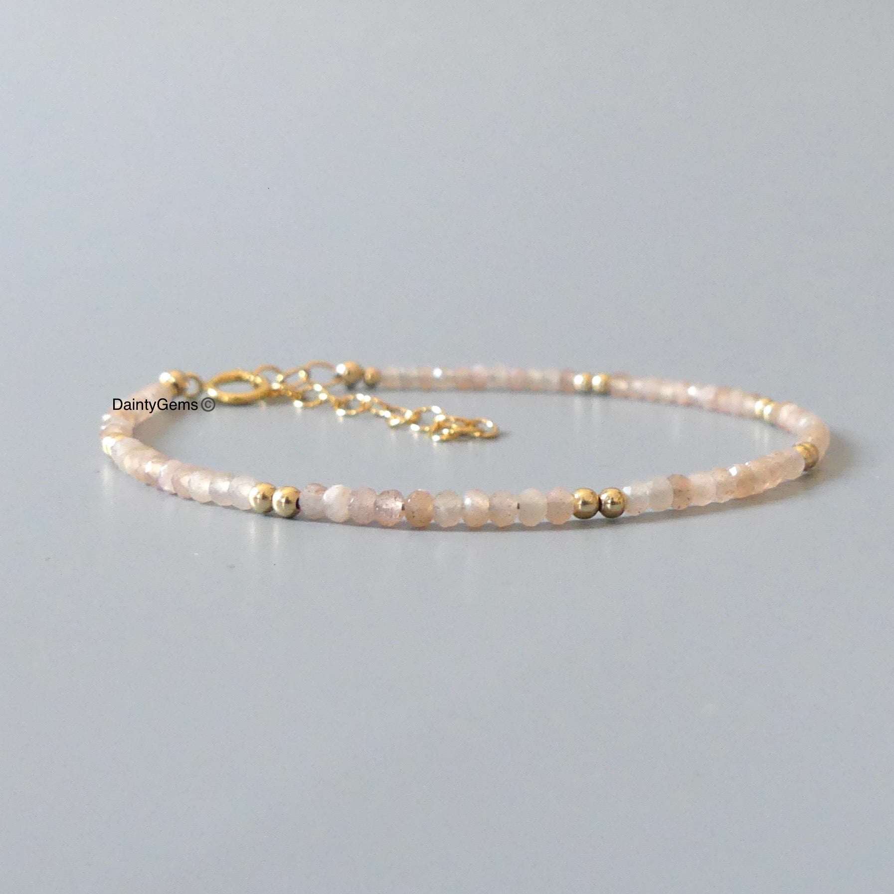 peach moonstone beaded bracelet