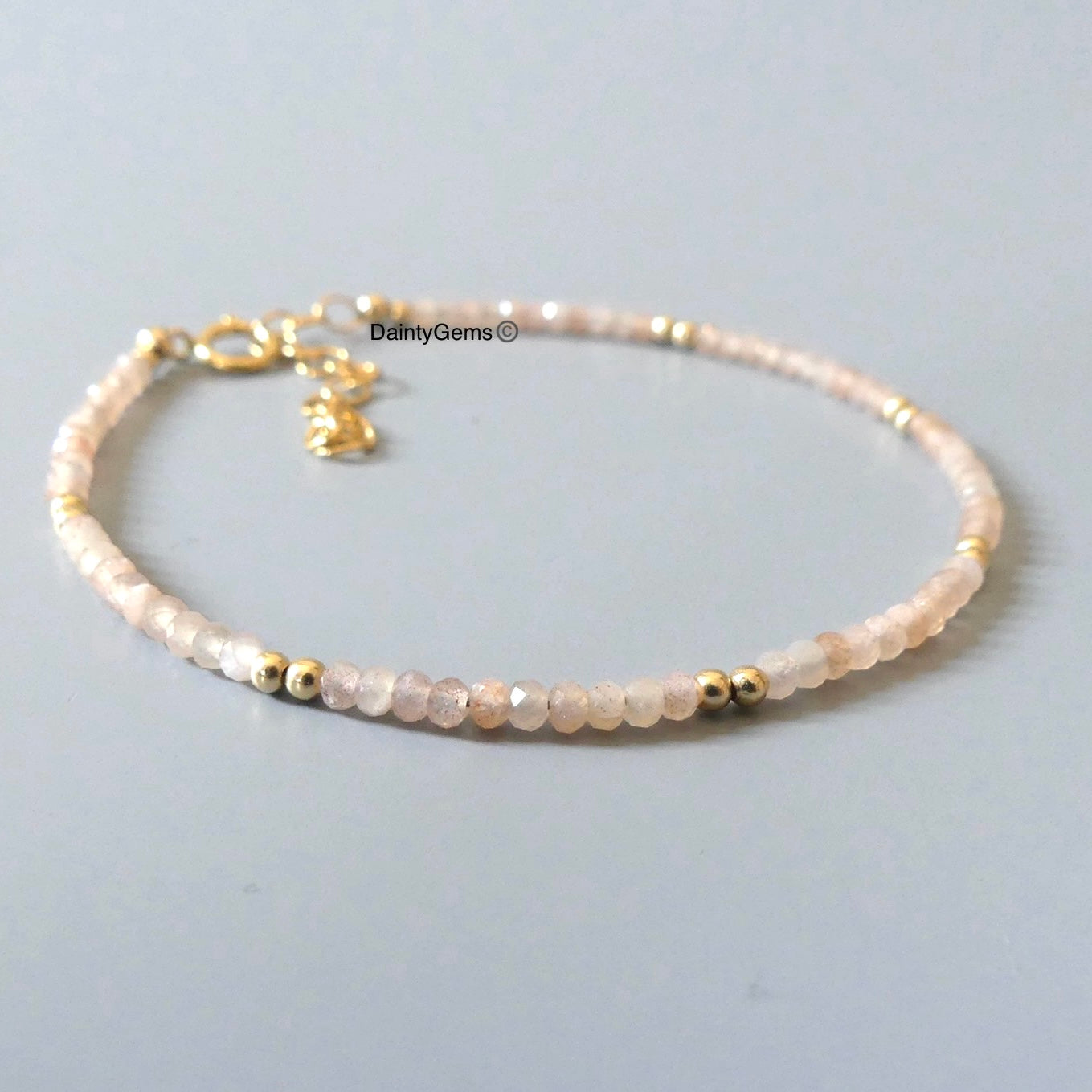 peach moonstone skinny bracelet