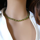 August birthstone peridot beaded necklace