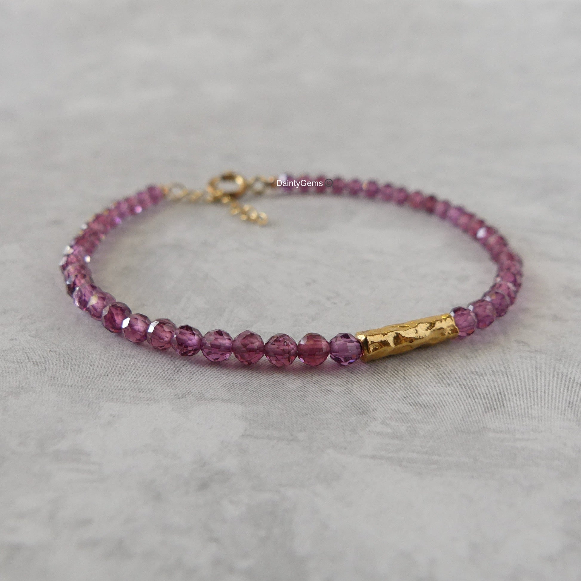 rare pink garnet bracelet January birthstone jewelry gift