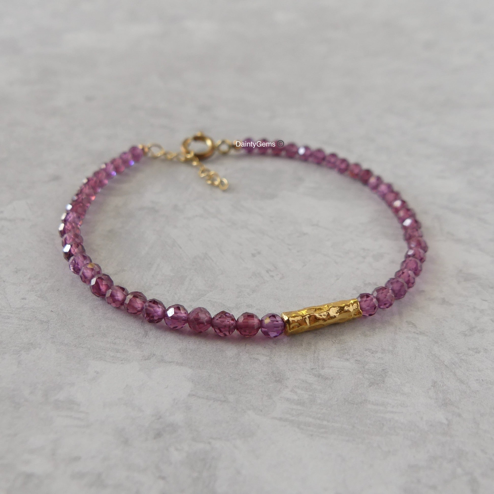 rare pink garnet bracelet January birthstone jewelry gift